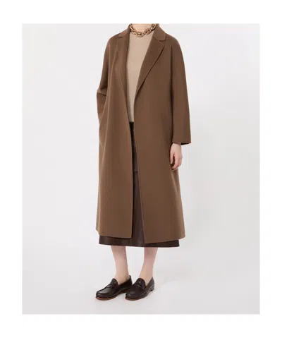Max Mara Lace-up Coat In Brown