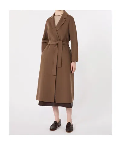 Max Mara Lace-up Coat In Brown