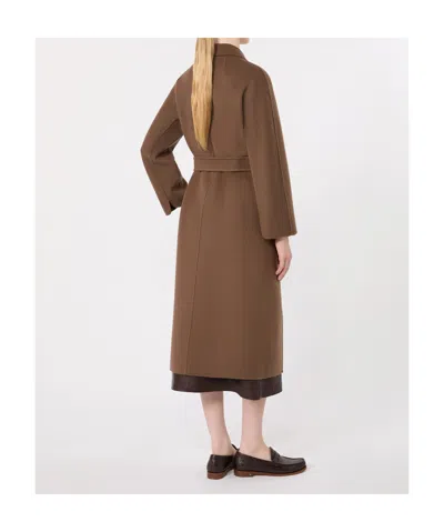 Max Mara Lace-up Coat In Brown
