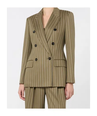 Max Mara Double-breasted Pinstripe Suit Jacket In Multi