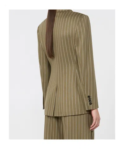 Max Mara Double-breasted Pinstripe Suit Jacket In Multi