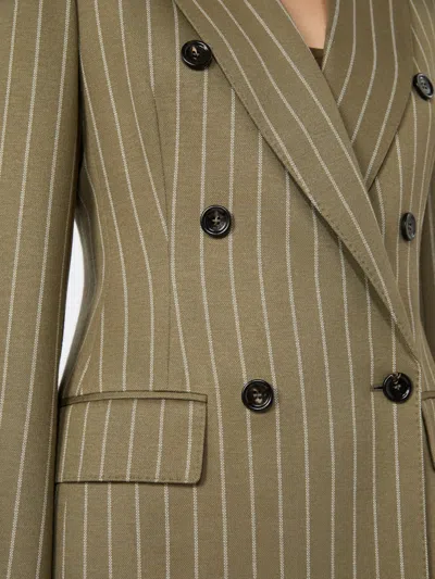 Max Mara Double-breasted Pinstripe Suit Jacket In Multi