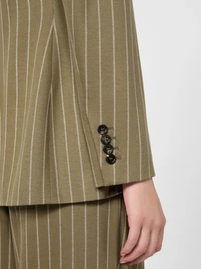 Max Mara Double-breasted Pinstripe Suit Jacket In Multi