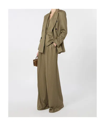 Max Mara Double-breasted Pinstripe Suit Jacket In Multi