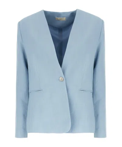 Antonelli Collarless Single-button Jacket In Blue