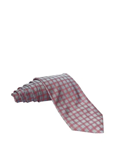 Zilli Checked Silk Tie In Gray