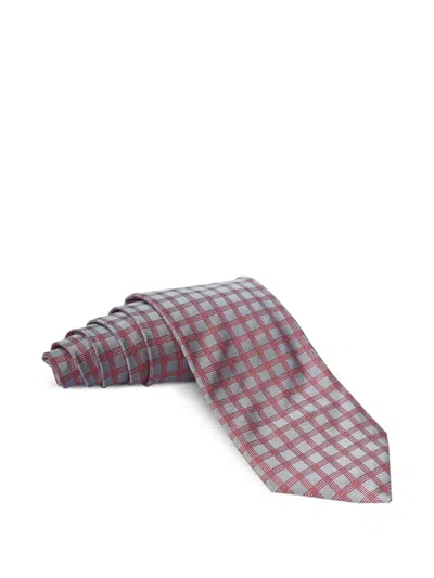 Zilli Checked Silk Tie In Gray