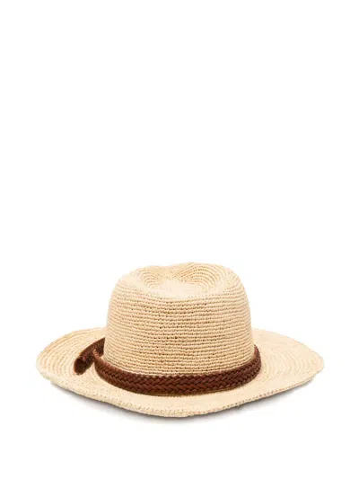 Dragon Diffusion Woven Braided-strap Sun Hat In Neutral
