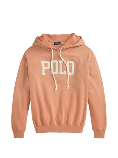 Polo Ralph Lauren Logo Lightweight Fleece Hoodie In Pastel Coral In Pink