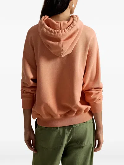 Polo Ralph Lauren Logo Lightweight Fleece Hoodie In Pastel Coral In Pink