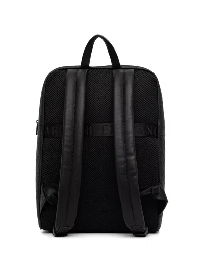 Armani Exchange Embossed-logo Grained-effect Backpack In Black