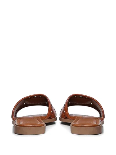 V73 Maya Flat Strap Sandals In Brown