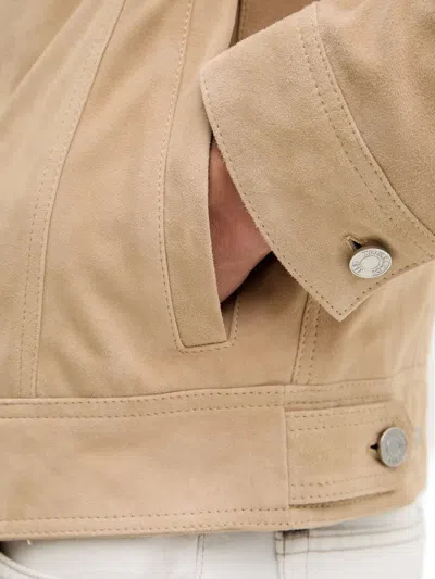 Trussardi Suede-finish Button-up Jacket In Neutral