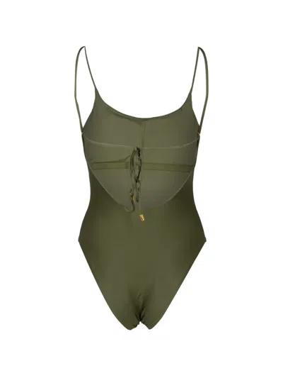 Farm Rio Strilitzia Placed Floral One-piece Swimsuit In Green