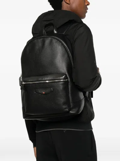Santoni Zip-closure Backpack In Black