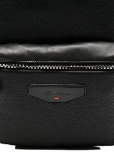 Santoni Zip-closure Backpack In Black
