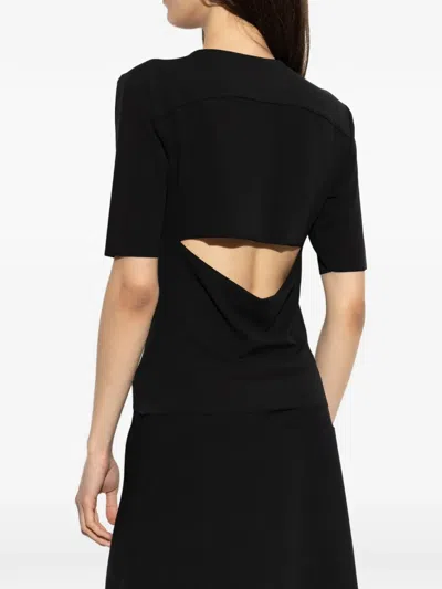 Jil Sander Back Slit T-shirt In Black