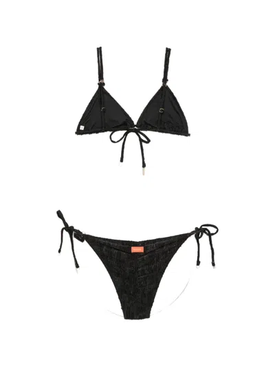 Cotazur Textured Triangle Bikini In Black