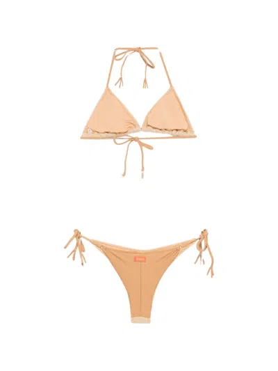 Cotazur Metallic-effect Triangle Bikini In Neutral