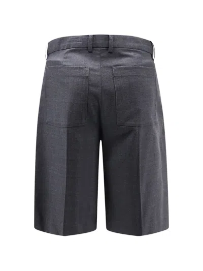 Dunst Pleated Check Wool Blend Bermuda Shorts In Blue