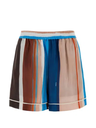 Fendi Venetian Stripes Relaxed Fit Lightweight Shorts In Multi