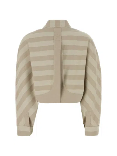 Fendi Striped Cropped Drill Jacket Front Pockets In Multi