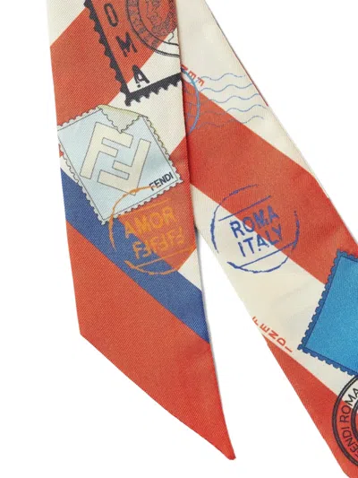 Fendi Stamp-print Striped Scarf In Multi