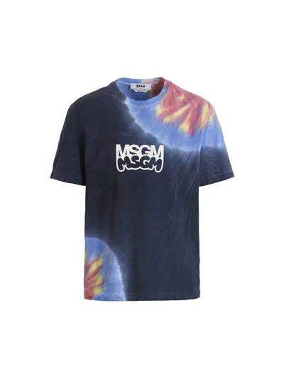 Msgm Bold Logo Tie-dye T-shirt In Multi