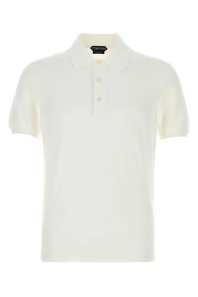 Tom Ford White Solid Shirt Collar Polo In White
