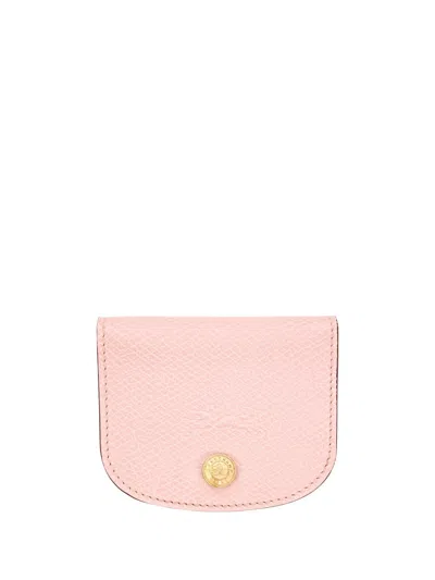Longchamp Epure Leather Card Case In Pink