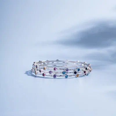 Dower & Hall Round Multi-coloured Gemstone Array Bangle In Multi