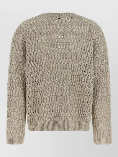 Brunello Cucinelli Micro Sequin Sweater Sweaters And Cardigans Beige In Brown