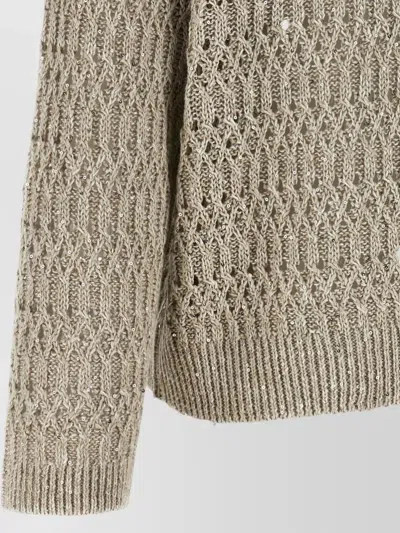 Brunello Cucinelli Micro Sequin Sweater Sweaters And Cardigans Beige In Brown