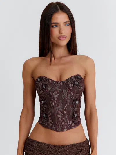Outcast Mesma Corset Top Chocolate In Multi