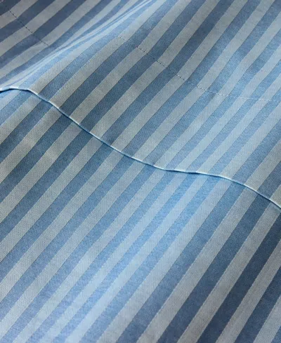 Macy's Dobby Stripe 200-thread Count Cotton Blend 4-pc. Sheet Set, King In Blue
