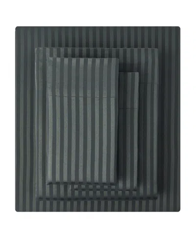Macy's Dobby Stripe 200-thread Count Cotton Blend 4-pc. Sheet Set, King In Gray