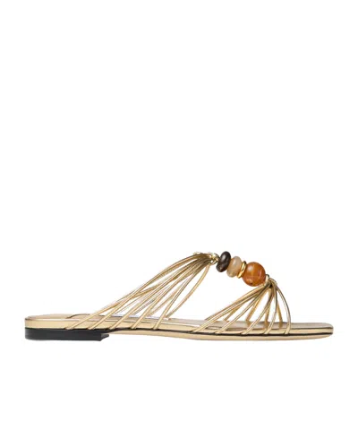 Jimmy Choo Lova Bead-embellished Sandals In Gold