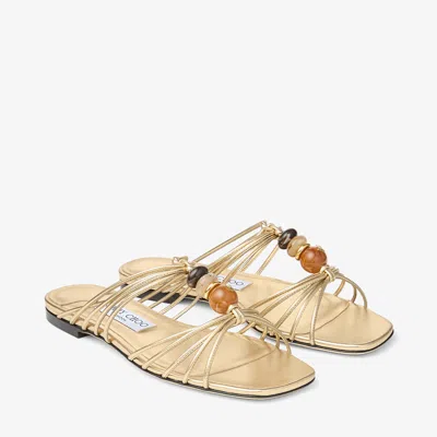 Jimmy Choo Lova Bead-embellished Sandals In Gold