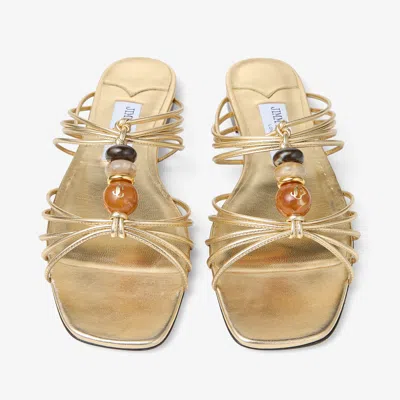 Jimmy Choo Lova Bead-embellished Sandals In Gold
