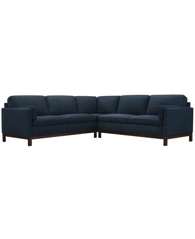 Macy's Virton 3-piece Fabric L-shape Sectional Sofa In Blue