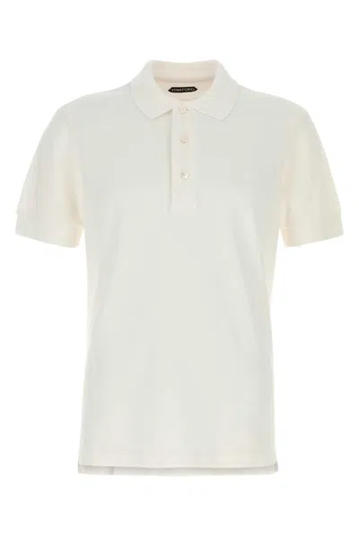 Tom Ford White Solid Shirt Collar Polo In White