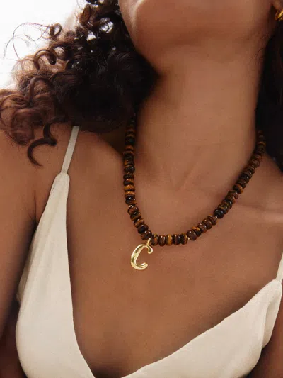 Baublebar Semi-precious Bubble Initial Necklace In Black