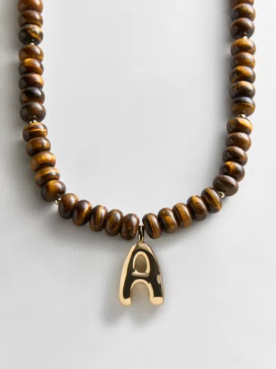 Baublebar Semi-precious Bubble Initial Necklace In Black