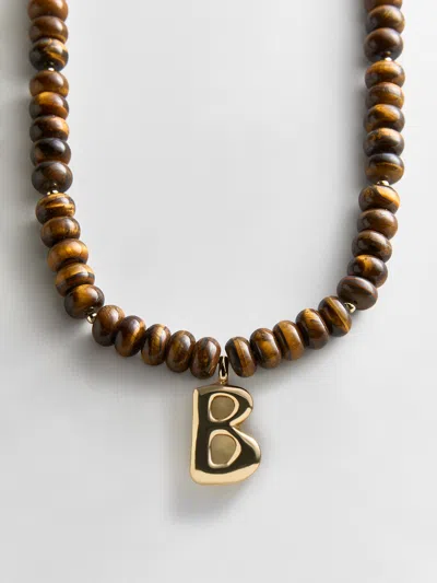 Baublebar Semi-precious Bubble Initial Necklace In Black