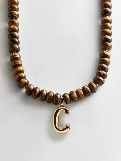 Baublebar Semi-precious Bubble Initial Necklace In Black