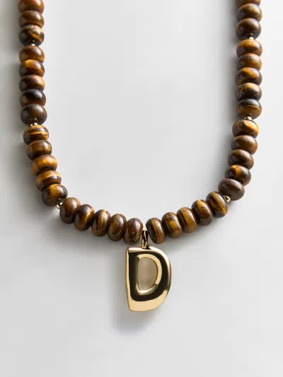 Baublebar Semi-precious Bubble Initial Necklace In Black