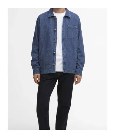 Barbour Aickmen Textured Denim Overshirt In Blue