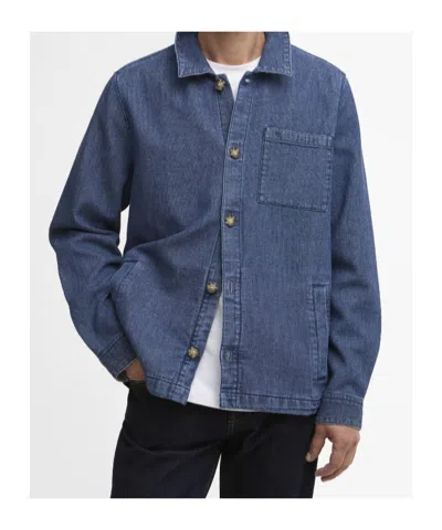 Barbour Aickmen Textured Denim Overshirt In Blue
