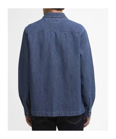 Barbour Aickmen Textured Denim Overshirt In Blue