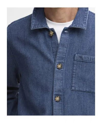 Barbour Aickmen Textured Denim Overshirt In Blue